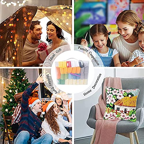 Image of Yglnden Latch Hook Kit Pillow DIY Throw Cover Crochet Needlework Colour Printed Canvas Decor for Adults (Bird D:43x43cm /17 X17)
