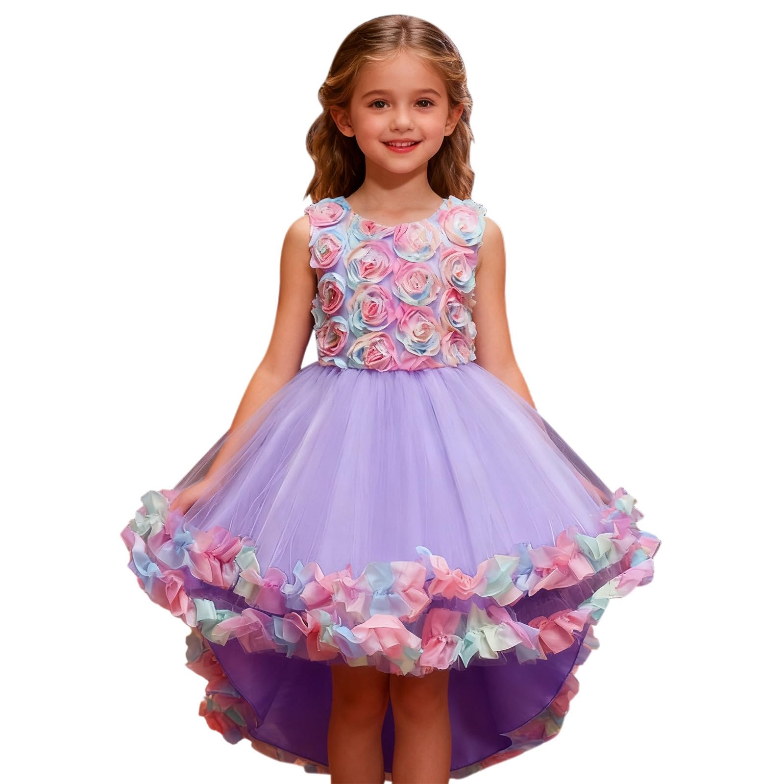 Vestiti Di Carnevale Per Bambina, Vestito floreale senza maniche per bambine, gonna tutù a strati per feste e celebrazioni