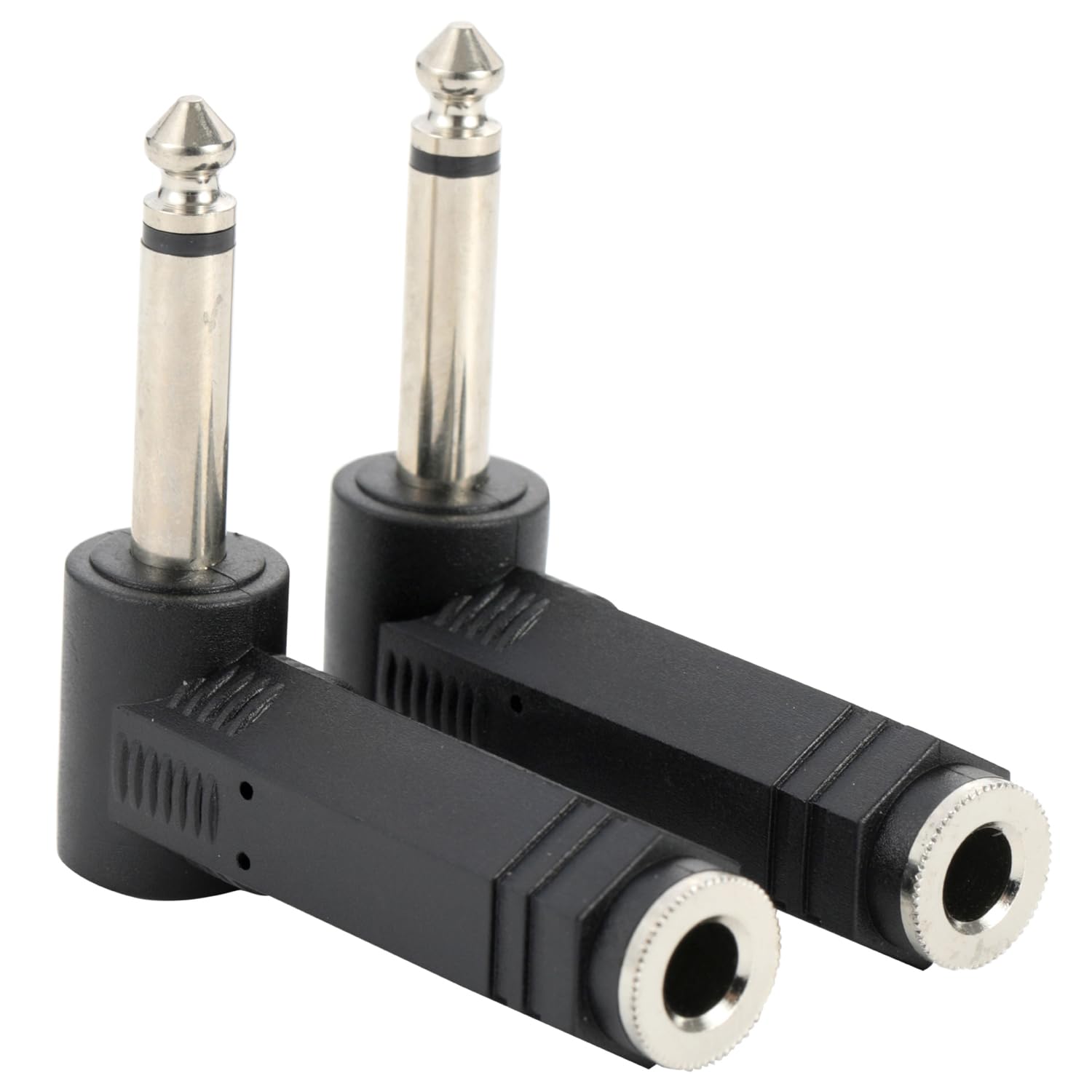Greluma 2 pièces Adaptateur coudé 6,35 mm TS mâle vers 6,35 mm TS femelle, prise mono 1/4" vers jack 1/4" pour haut-parleur, amplificateur, son de guitare