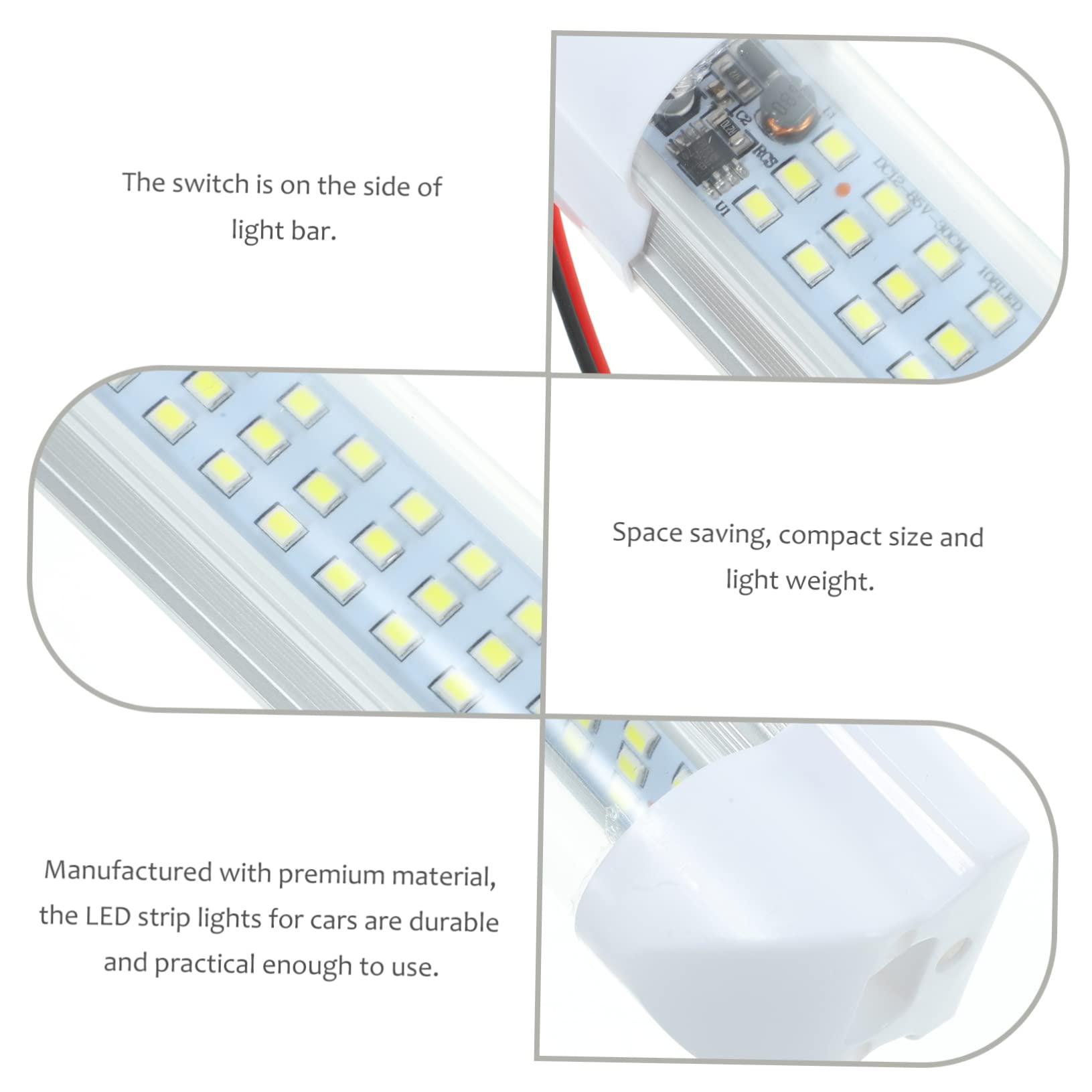 SOESFOUFU 2-pack Led Strip Lights for Car Interior Rv/Truck Lights 12v-80v High Brightness Reading Easy to Install Black