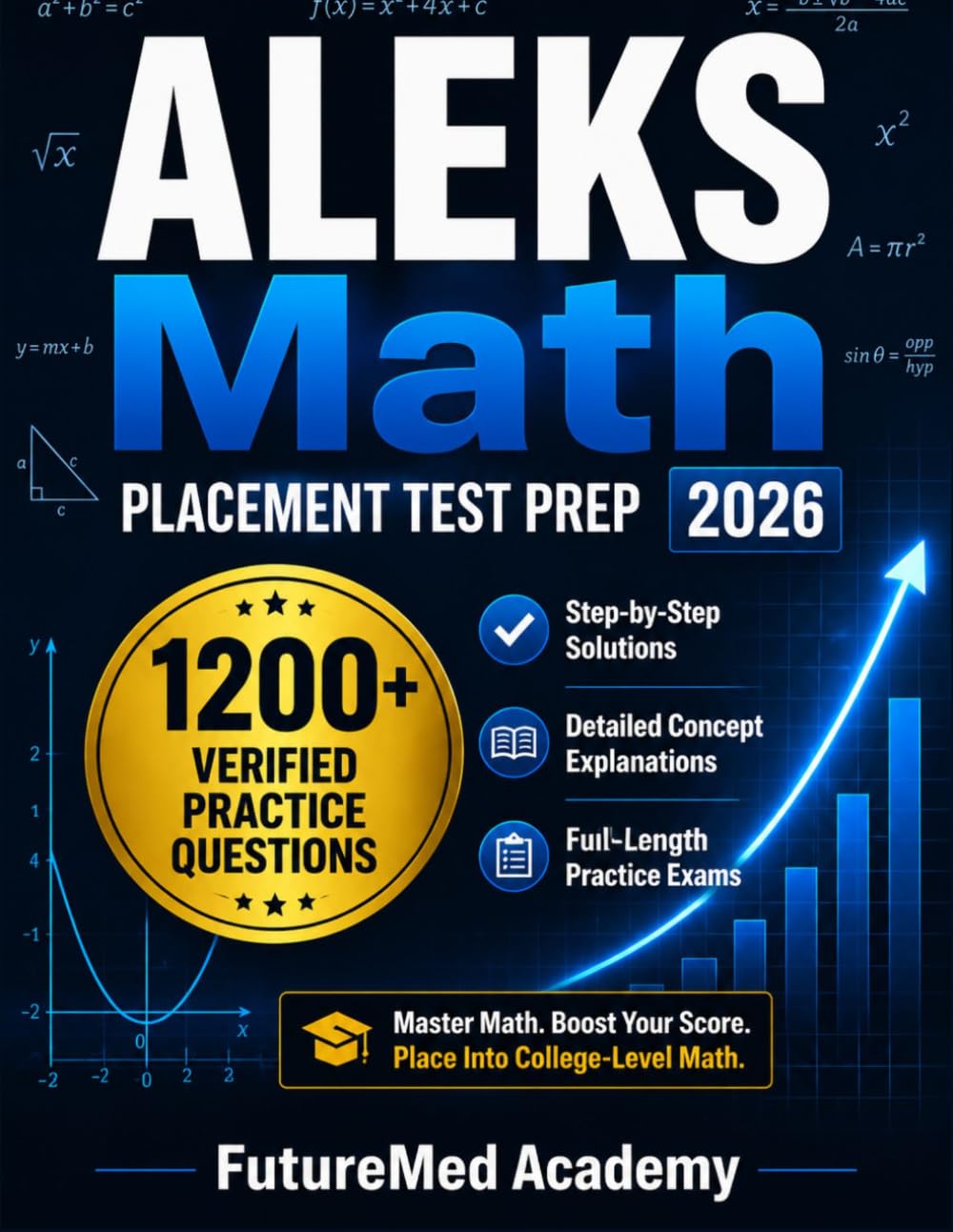 ALEKS Math Placement Test Prep 2026: 1200+ Practice Questions with Step-by-Step Solutions and Full-LengthExams Covering Arithmetic Algebra Geometry Precalculus & Trigonometry for CollegeMath Readiness