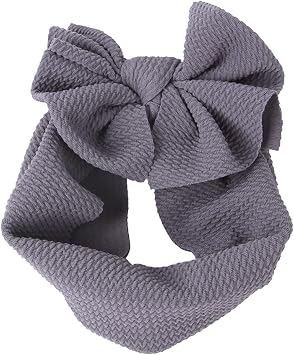 Dog Headband, Grey Stretchy Bow