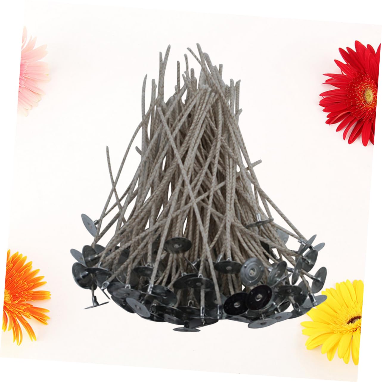 100pezzi Kit Per Produzione Candele Stoppini Cera Naturale Con Base e Adesivi Per Fai Da Te e Decorazioni Festive