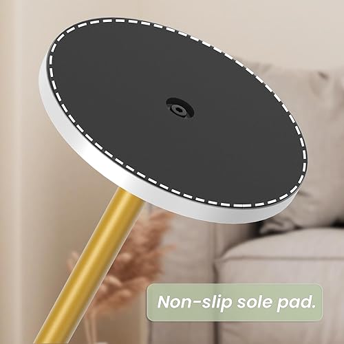 Miniatura 7 de Pequeña mesa auxiliar redonda blanca con pedestal, mesas de bebidas para espacios pequeños, mesa auxiliar de cóctel para sala de estar, mesa