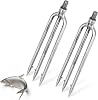 Agatige 2PCS Fish Spear, 3 Teeth Stainless Steel Harpoon with Barb, 16.5cm Fishing Harpoon with 8MM Universal Thread Outdoor Fishing Tackle for Outdoor Fishing Tackle Catching Fish Frog