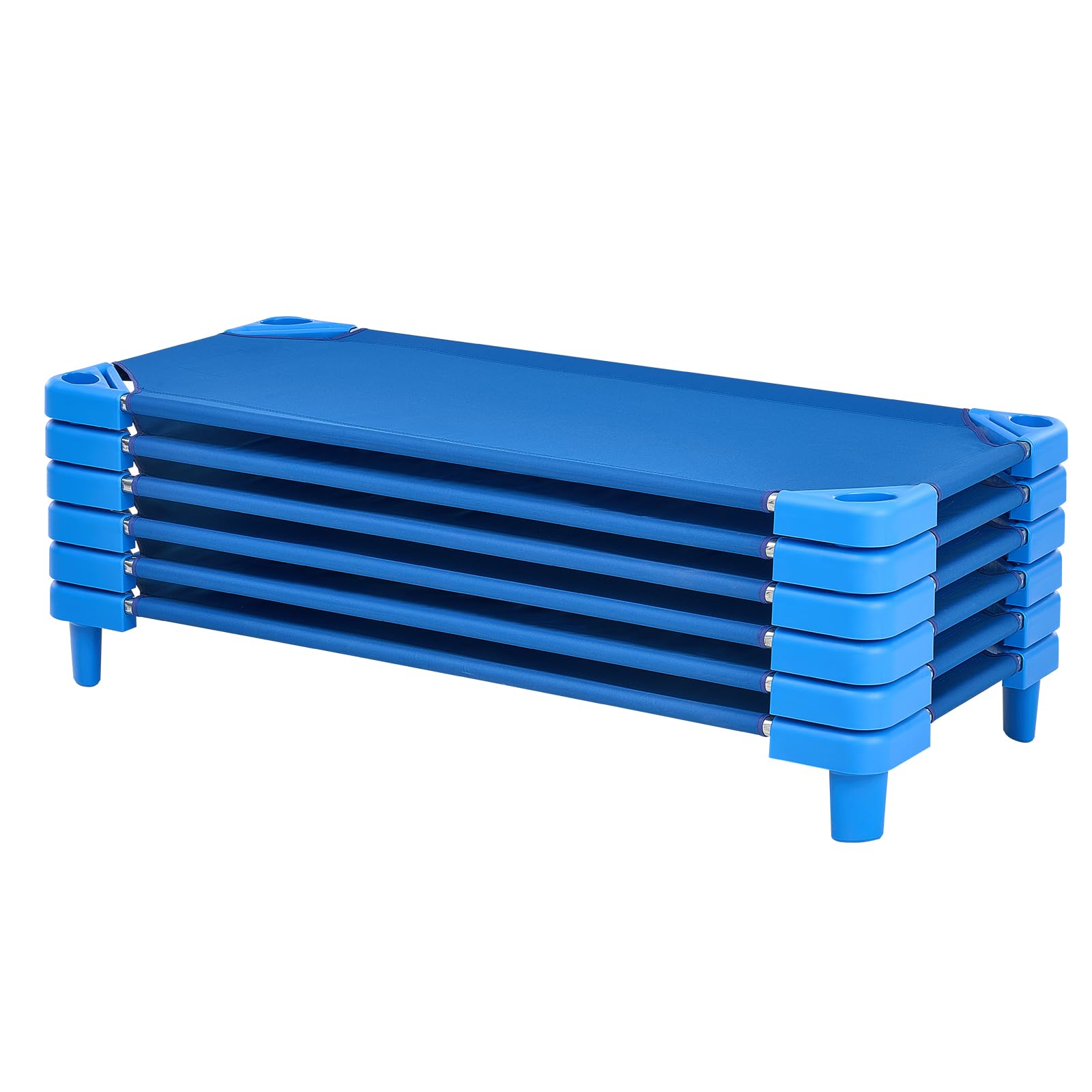 VEVOR Lit de Sieste empilable pour Enfant, 6 pcs, lit de Couchage Portable pour Tout-Petits, 130 x 57 cm, lit de garderie pour Enfants, pour Salle de Classe préscolaire, pour Dormir, se Reposer, Bleu