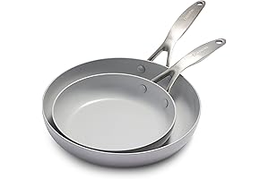 GreenPan Venice Pro Tri-Ply Stainless Steel Healthy Ceramic Nonstick Frying Pan Skillet Set