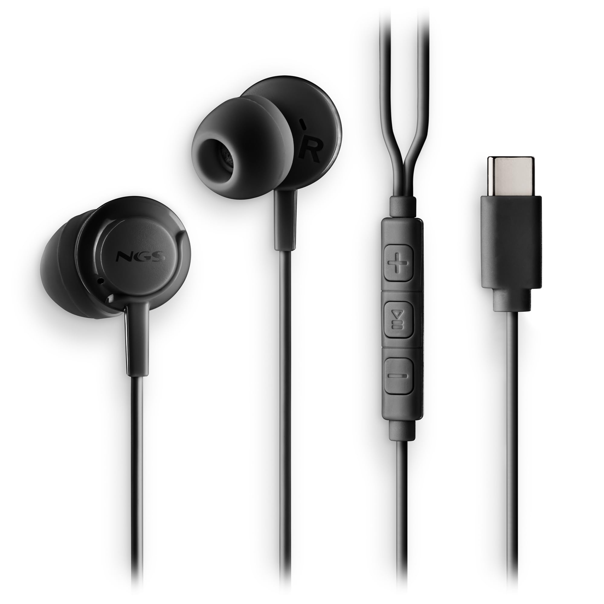 Auriculares Intrauditivos NGS Cross Step/ con Micrófono/ USB Tipo-C/ Negros