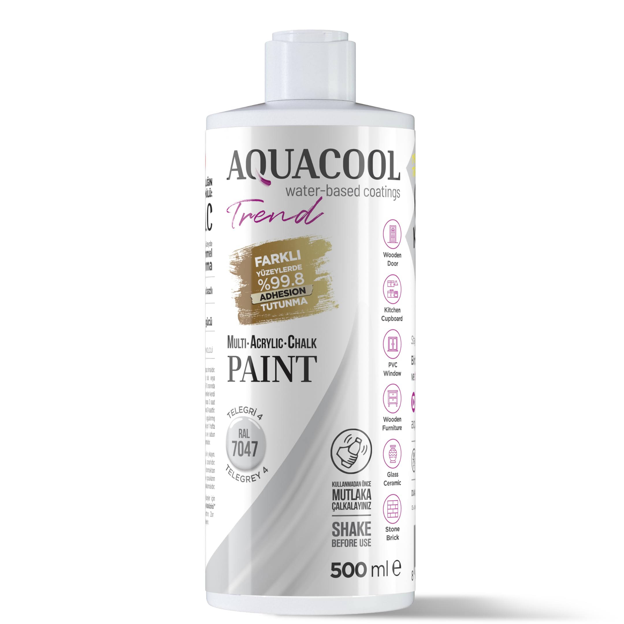 Aquacool Trend MAC All-in-One Furniture Paint โ No Sanding No Primer, Chalk Paint for Cabinets, Wood, Tile & Countertops | Self-Leveling Matte | 16.9 fl oz, 53 sq ft| 7047 Telegray 4