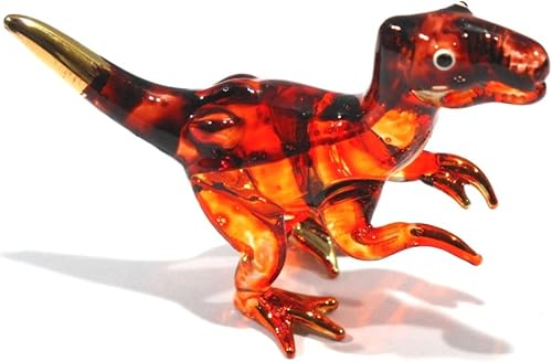 Miniatura 6 de Figuras hechas a mano de mini tiranosaurio (T-Rex) de cristal soplado de animales de dinosaurio jurásico