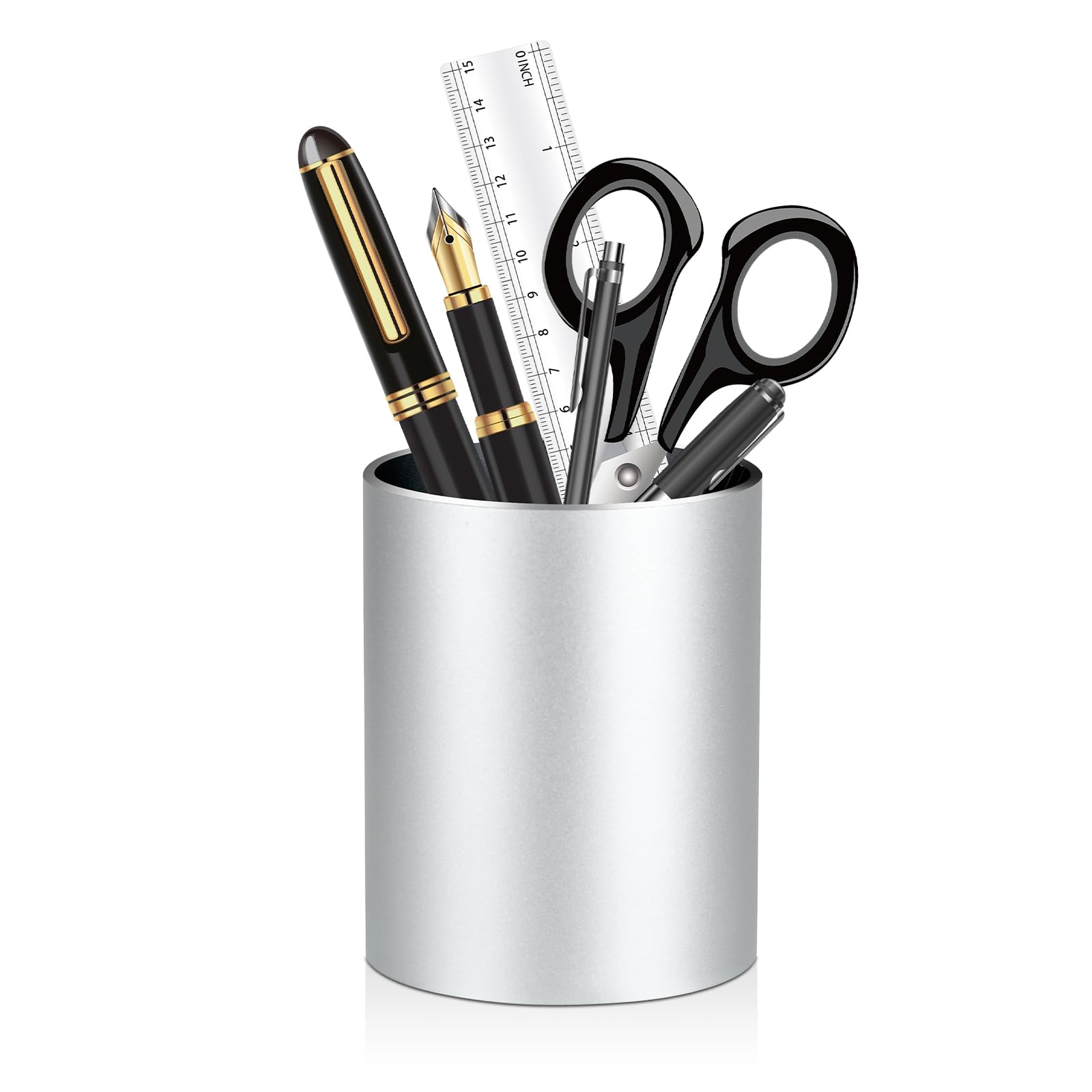 MYHOGOOD Pen Holder Pencil Holder for Desk, Metal Pen Pots, Makeup Brush Holders, Pencil Cup Organizer for Desk, Office, School, Home (Sliver)