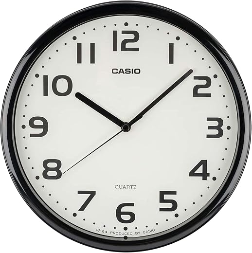 CASIO IQ-24-1JF Wall Clock, Black, Analog, Standard, Step Second Hand