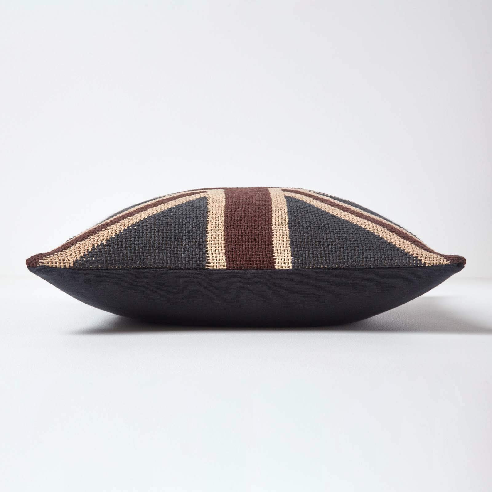 Homescapes cuscino in tessuto jacquard Union Jack Regno Unito bandiera decorativo Cuscino imbottito di 100% cotone The Perfect British Gift, 100% Cotone, Blue, 45 x 45cm