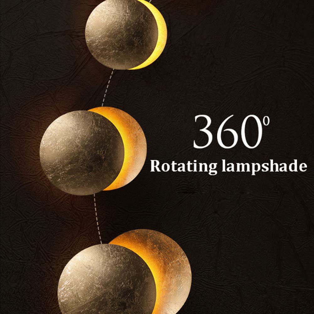 GWJKG Księżyc Concept Solar Eclipse ścienna Nordic Styl Hal Wall Light do salonu Sypialnia Schody Korytarz okrągły złote miedziane kinkiety z białym i mosiężnym wykończeniem