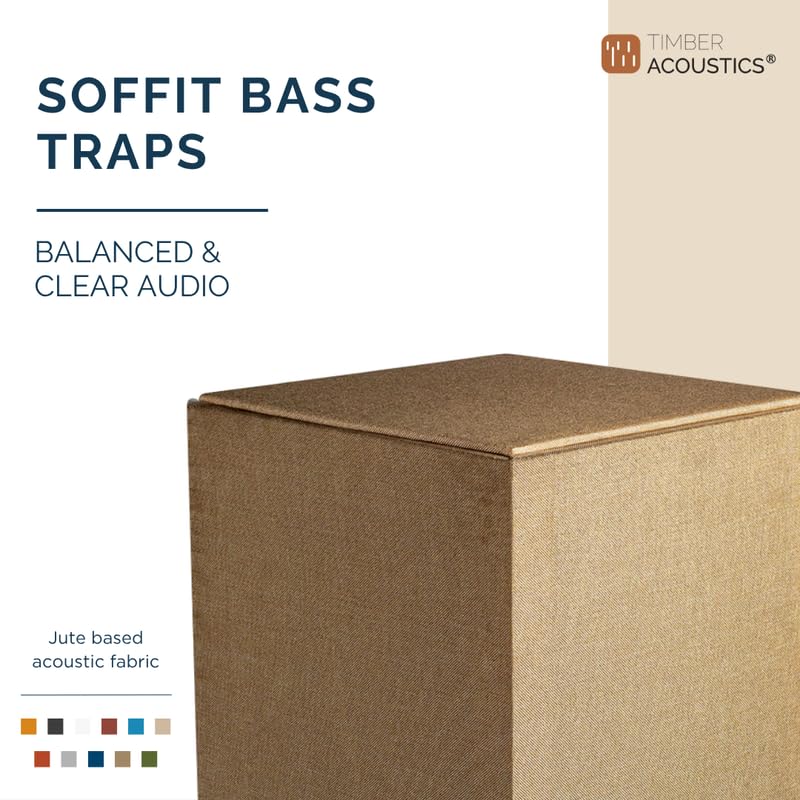 Image of Timber Acoustics Soffit Bass Traps | Premium Low-Frequency Absorption for Balanced & Clear Audio | Acoustic Room Treatment | Soundproof Corner Panels (Beige, 4ft x 12in)
