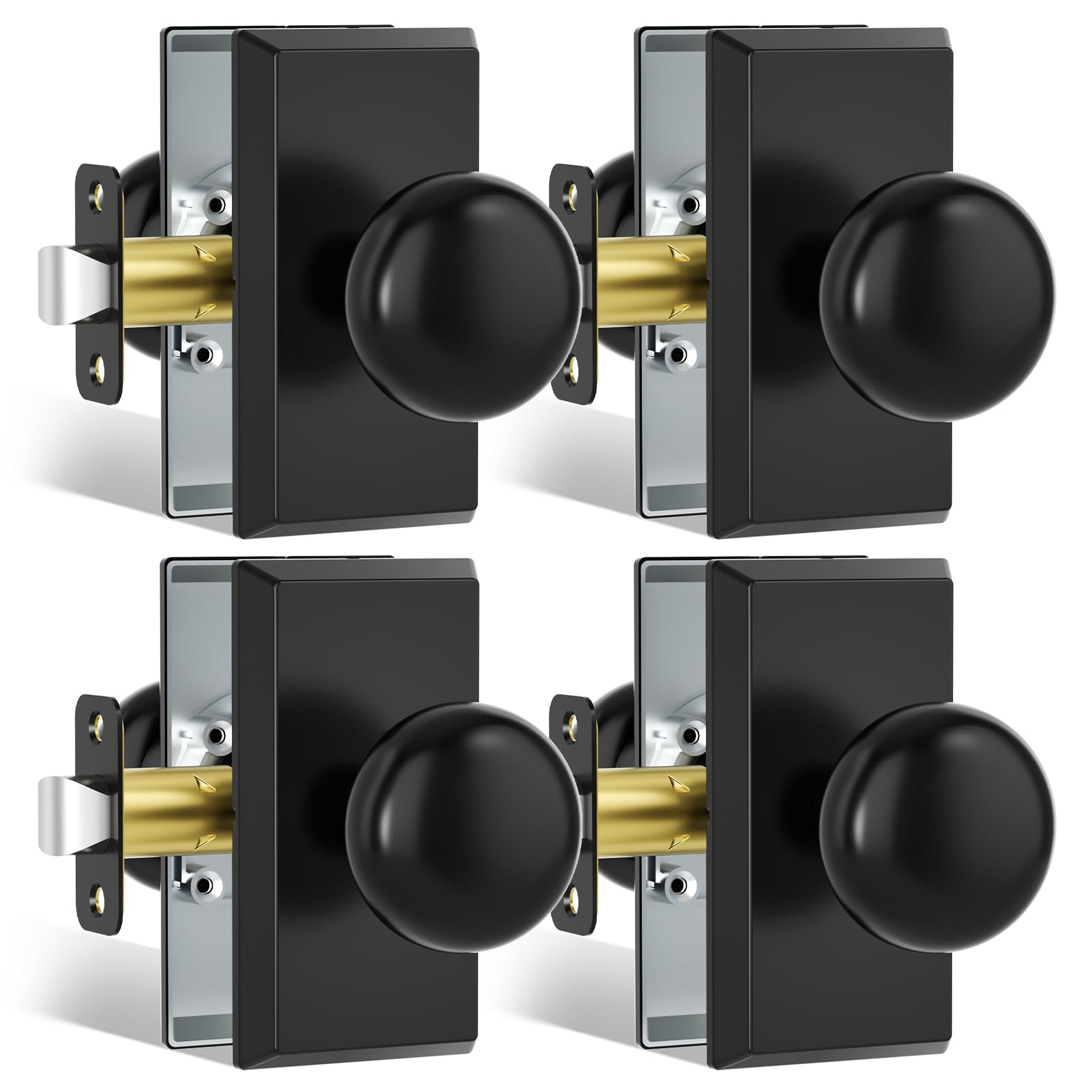 Matte Black Door Knobs - Privacy Lock & Modern Design -24