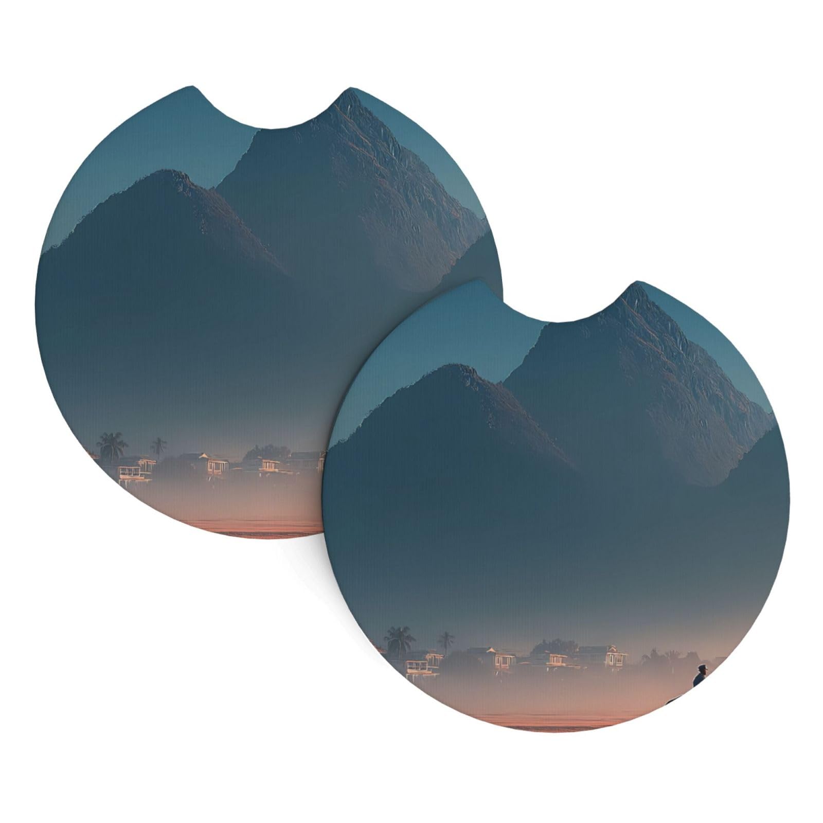 Footprints on Grass Car Interior Cup Holder Pad 2 PCS Car Coasters Scratch-resistant Odorless for Most Cars