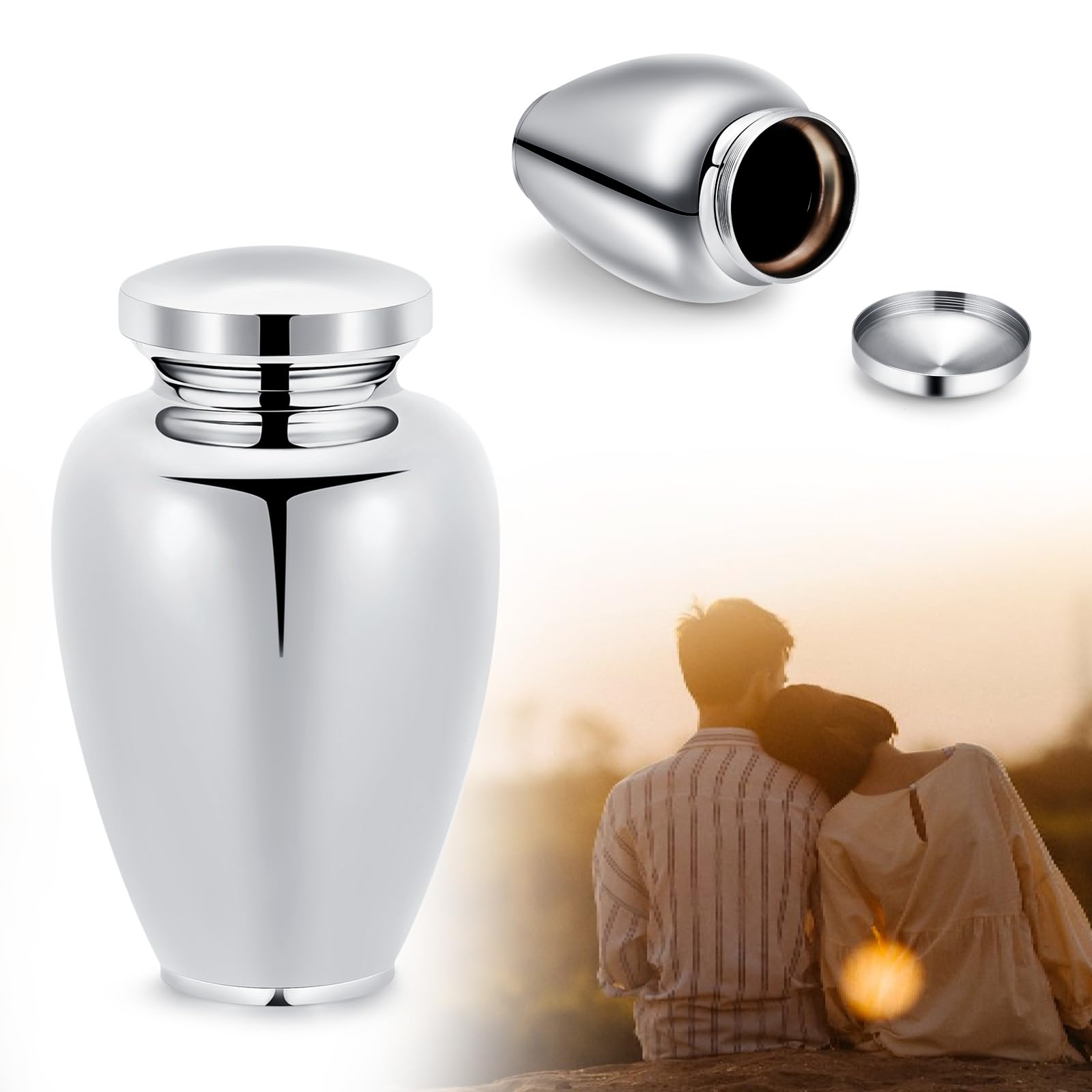 Tree of Life Large Cremation Urn for Human Ashes - Stainless Steel Funeral Memorial Keepsake for Women Men (A-Silver-Paw-L) - Image 4
