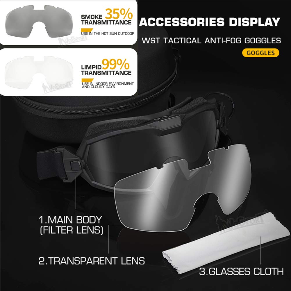 WLXW Gafas Tácticas A Prueba de Niebla con Ventilador Para Aire Libre Airsoft Paintball Deporte Militar Caza Y Tiro Gafas de Seguridad Esquí Snowboard Bicicleta Deportes