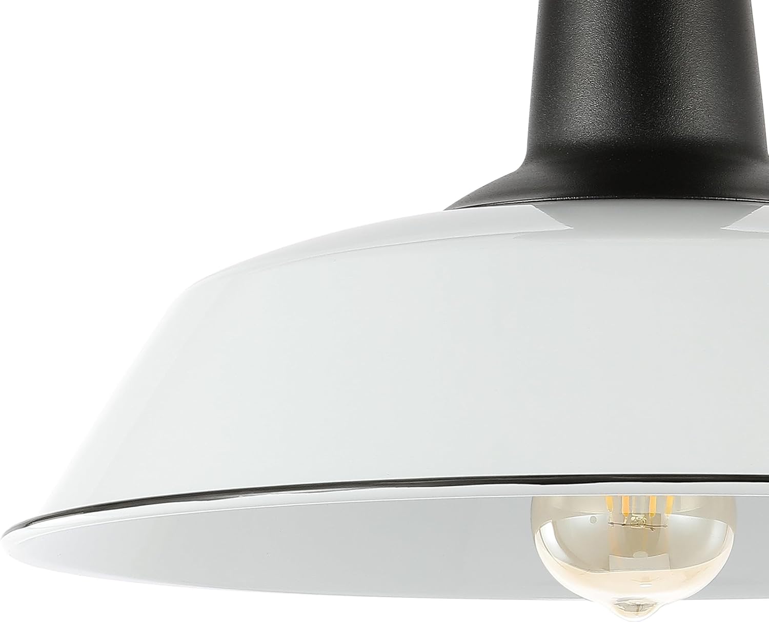 Eyely EYL7617A Toronto 14" 1-Light Classic Industrial Indoor/Outdoor Iron LED Semi Flush Mount for Dining Room,Kitchen and Living Room, Mid-Century, Minimalist, Rustic, White/Black