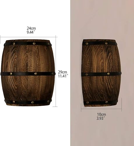 Miniatura 6 de Newrays Aplique de pared de barril de vino de madera antigua, accesorio de iluminación arriba y abajo, lámpara de pared interior para área de bar,