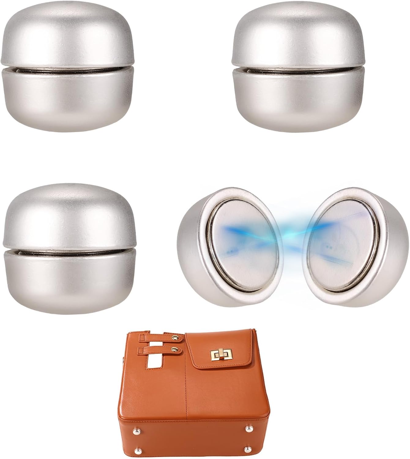 Sinbana 4 Pairs Magnetic Purse Feet for Handbags (Silver)