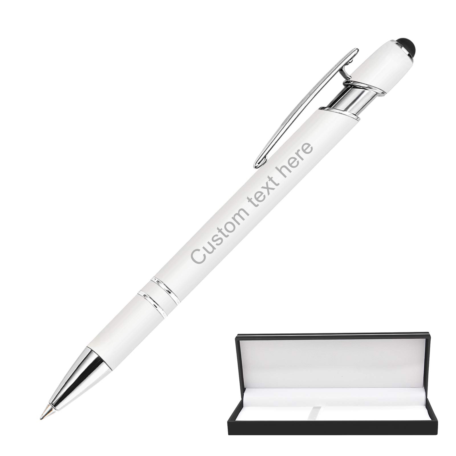 YAEILOV 1 Pcs Personalized Pens Bulk with Name Stylus Tip 0.5 mm Custom Engraving Ballpoint Pens Office-Medium Point,Black Ink