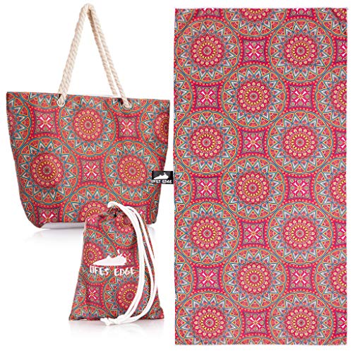 Lifes Edge Microfiber Beach Towel - Quick Dry, Lightweight, Sand Free, Compact