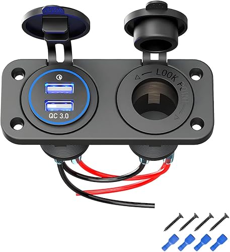 Divisor de enchufe para encendedor de cigarrillos de 12 V con doble QC 3.0 USB, adaptador de salida de cargador de coche con LED, arnés de prueba de