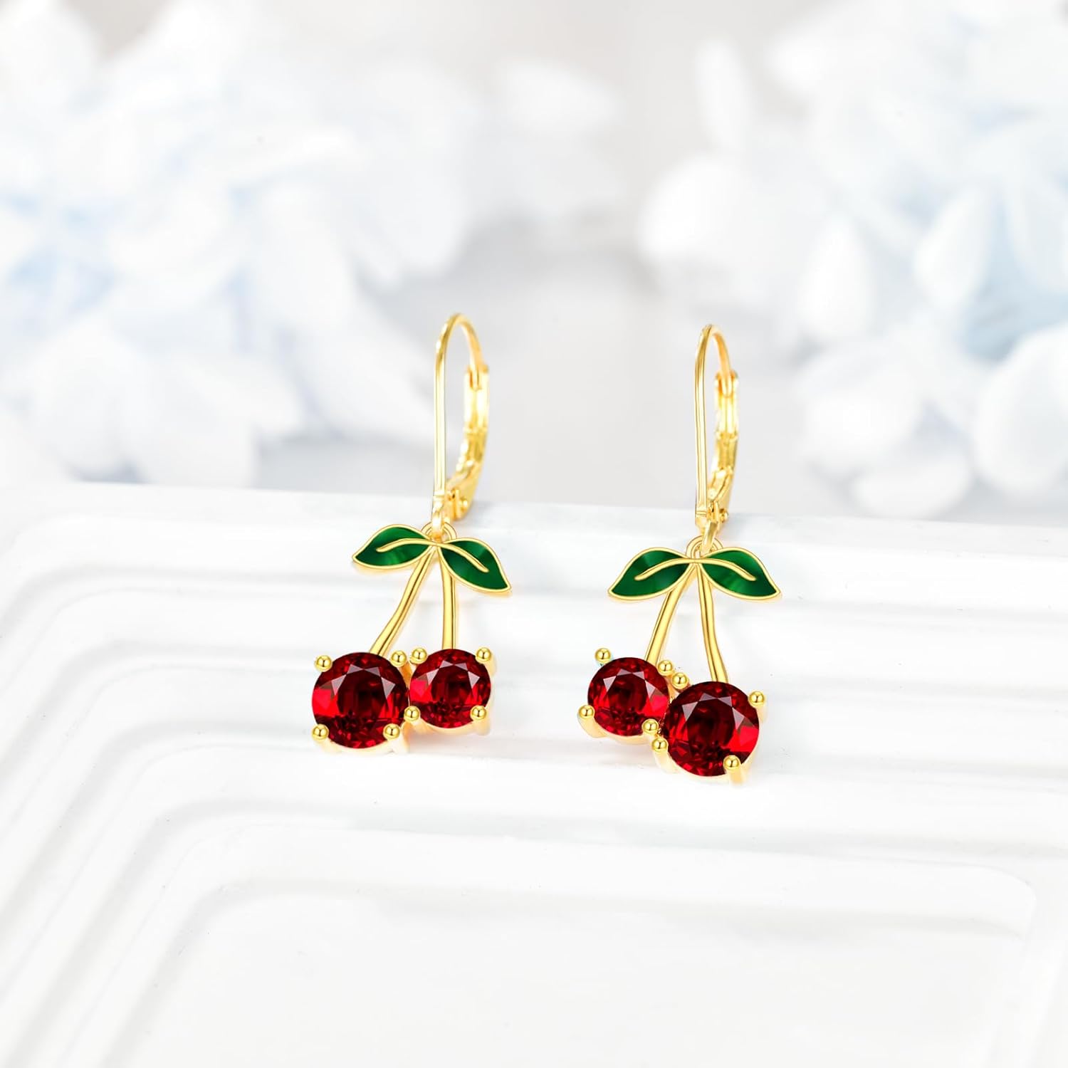 KZX Christmas Cherry Earrings for Women S925 Sterling Silver Cherry Earrings Crystal Fruit Jewelry Gifts for Wife Mother Christmas Birthday - Image 3