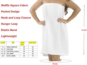 BY LORA Womens Lightweight Waffle Spa Wrap Towel, Quick-Dry Body, Multi Colors