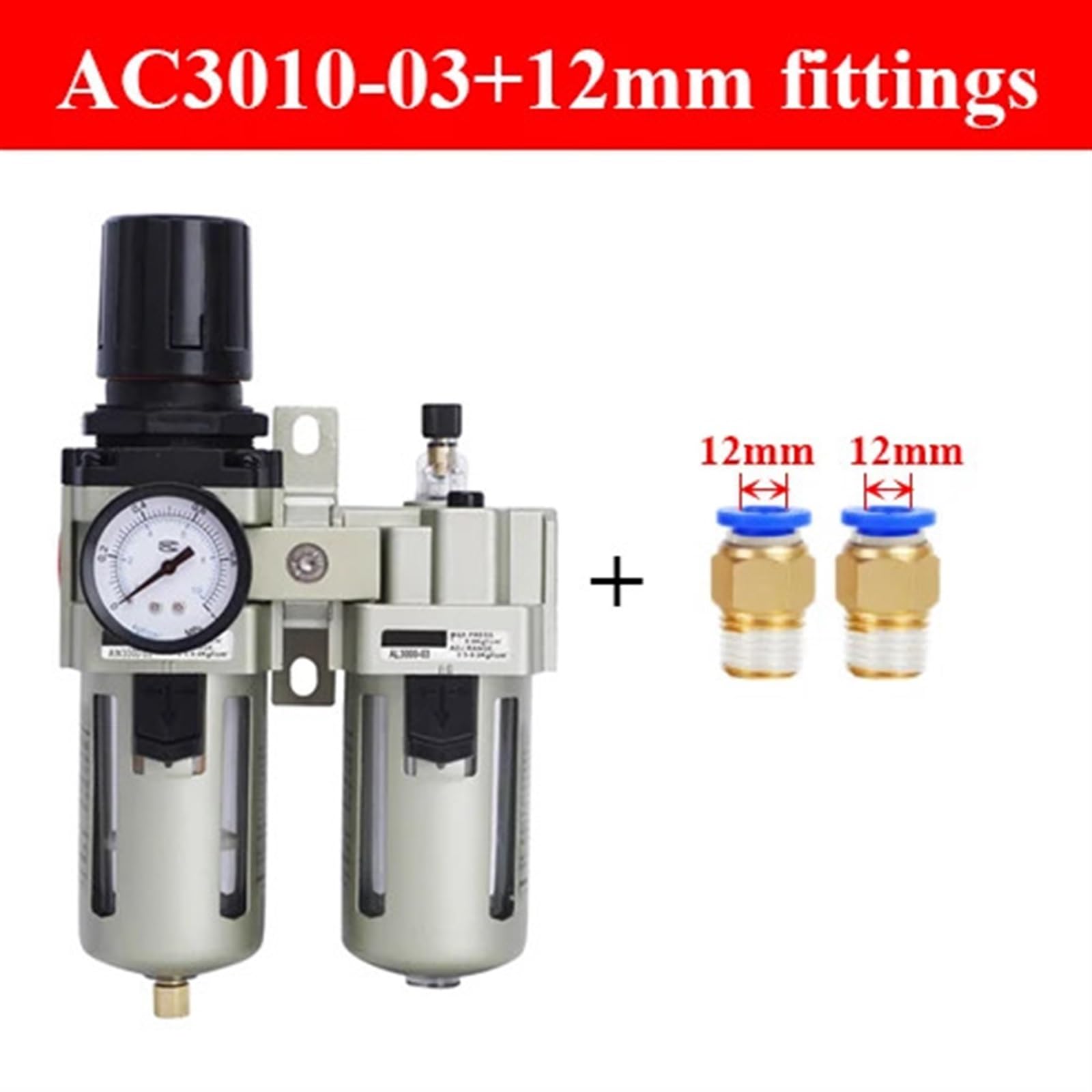 AC3010-03 AC4010-04 - Filtro separador de aceite y agua para compresor de aire, válvula reductora, 1 unidad (Ac3010-03 con filtro de cobre de 12 mm)