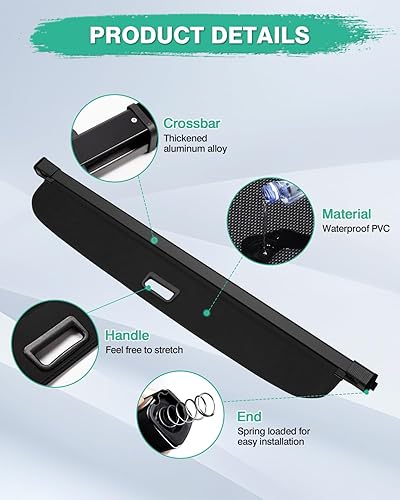 Miniatura 189 de Powerty Cubierta de Carga para Accesorios Kia Sportage 2023-2025 2026, Textura de Lona Cubierta Retráctil para Maletero Trasero de Carga de Equipaje