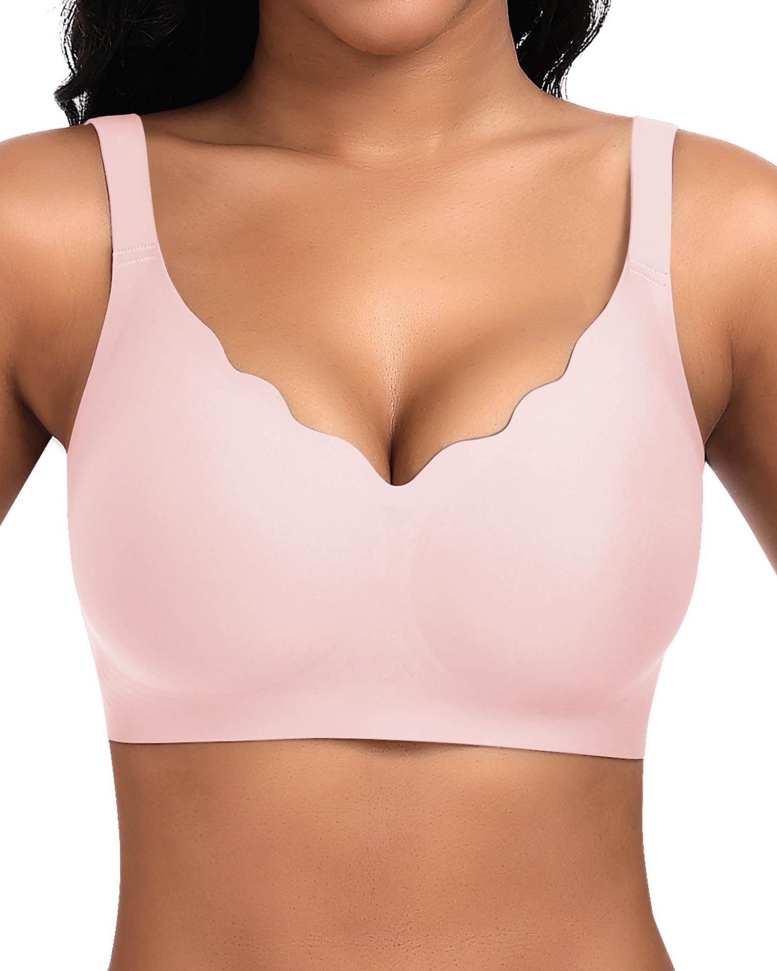 Jiuday BH Damen ohne Bügel Große Brüste Soft Bequemer Jelly Bra Nahtloser Push Up BH Seamless T Shirt Bügelloser Gepolstert Klassische Bralette
