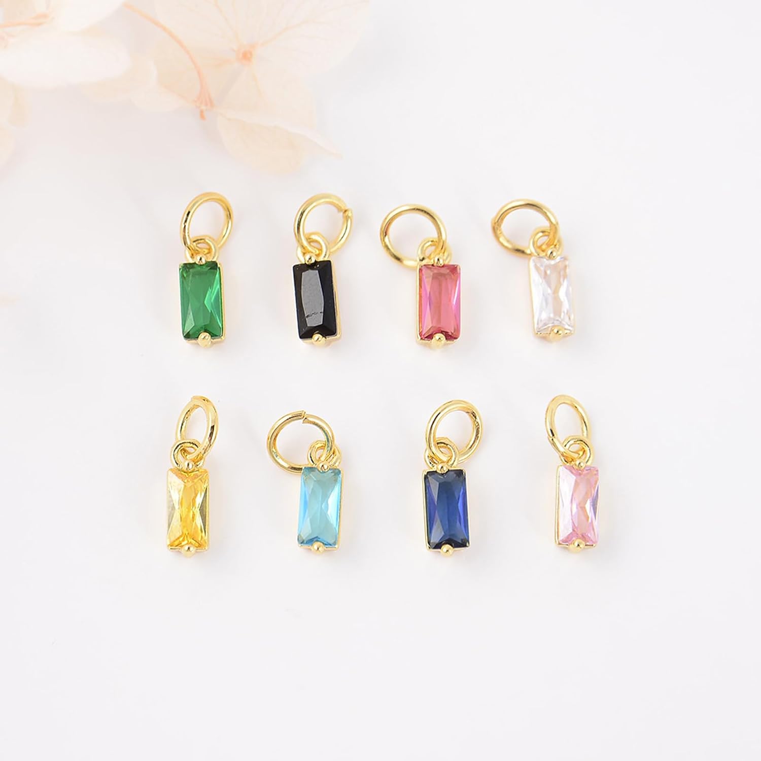 Heart Teardrop Cubic Zirconia Pendants Cute Heart Square CZ Stone Dangle Earring Charms with Jump Ring 18k Gold Plated Necklace Pendants for DIY Bracelet keychain Jewelry Making