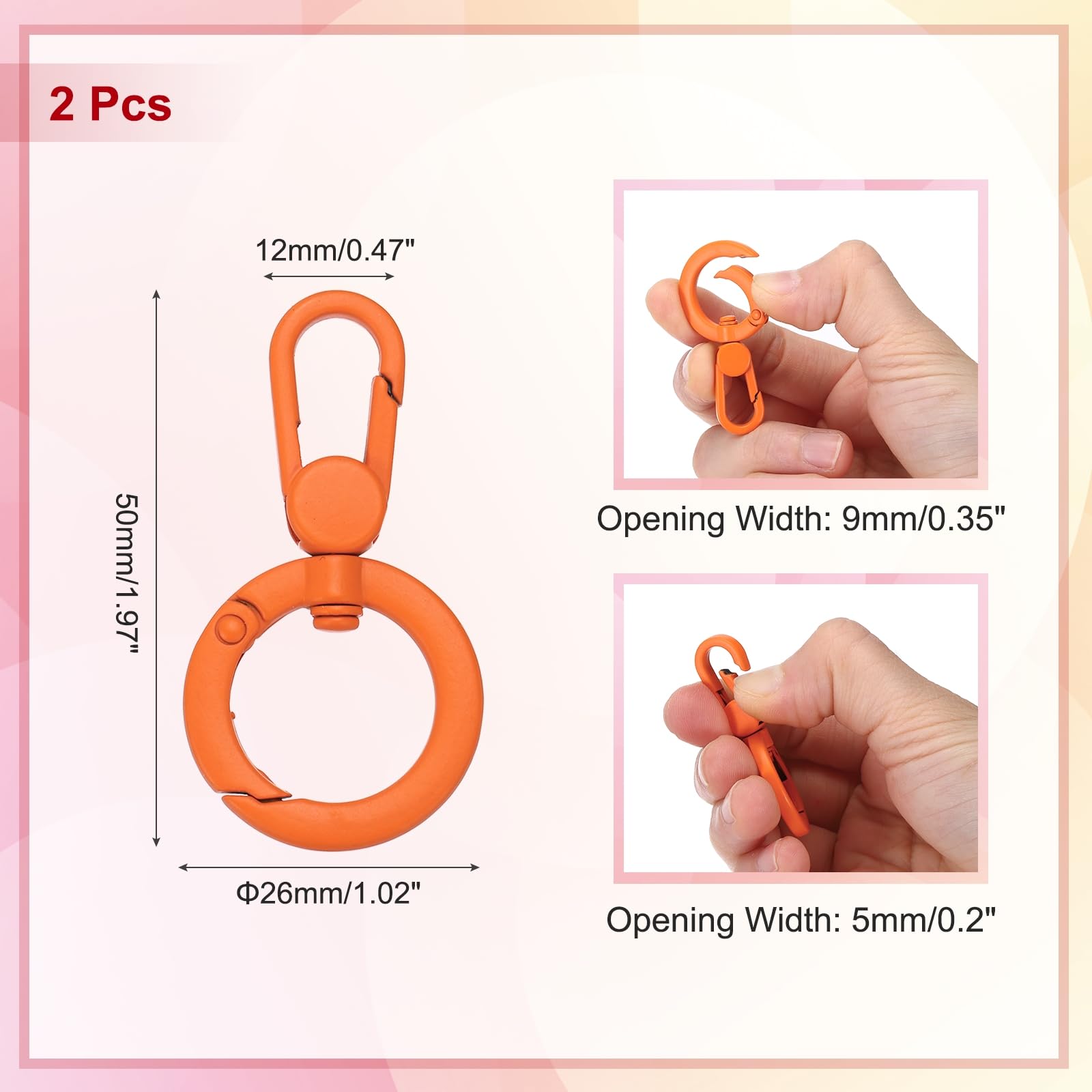PATIKIL 2 Pcs Double Opening Snap Hooks Swivel Keychain Clasp Clips Metal Swivel Lobster Claw Clasp for Jewelry Making Crafts Backpack Bag Strap Phone Case - Image 2