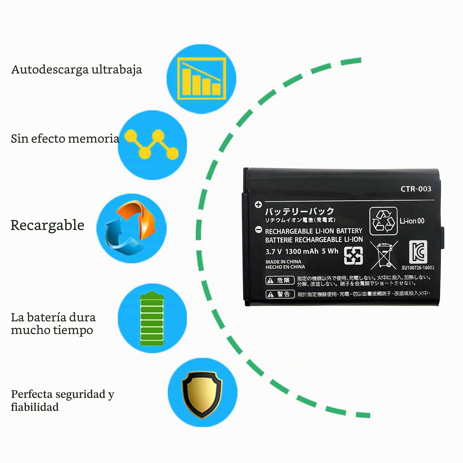 OSTENT Paquete de batería de Iones de Litio Recargable de 1300 mAh 3,7 V para Nintendo Switch Pro Controller