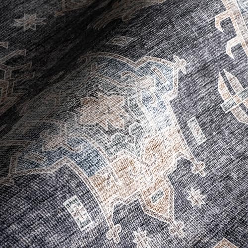 nuLOOM 5' x 8' Machine Washable Area Rug with Waterproof Spill Proof Surface, Non Slip Backing and Stain Resistant for Living Room, Bedroom, Kitchen, Dining Room, Philomena Charcoal