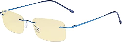 Eyekepper Lentes de titanio sin montura de color naranja, lentes de lectura para computadora, lectores, hombres y mujeres