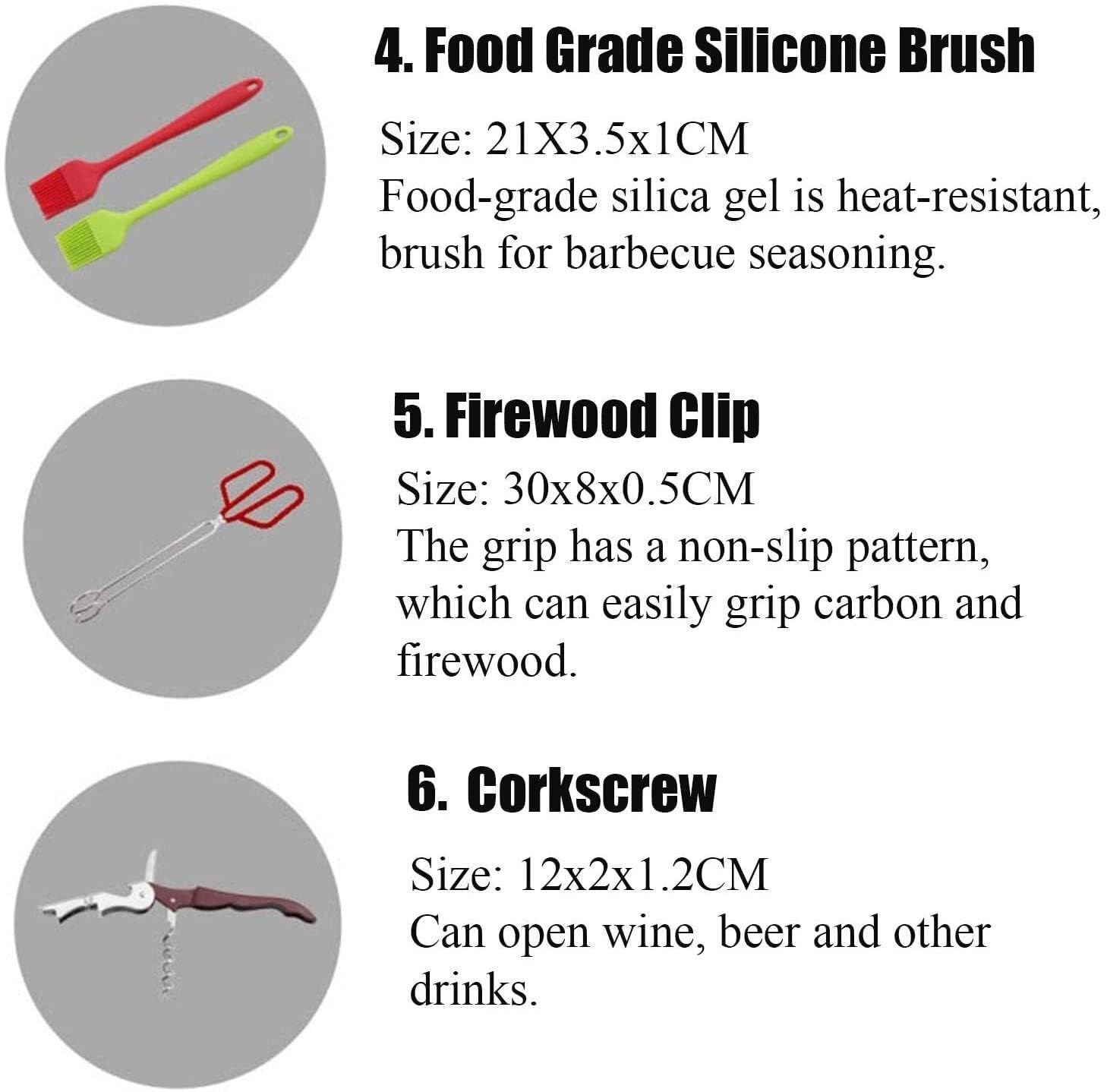 Kit di Accessori per Barbecue ad Alta Resistenza, Utensili per griglia in Acciaio Inossidabile con braciere e Custodia, per Campeggio e Tailgate Party