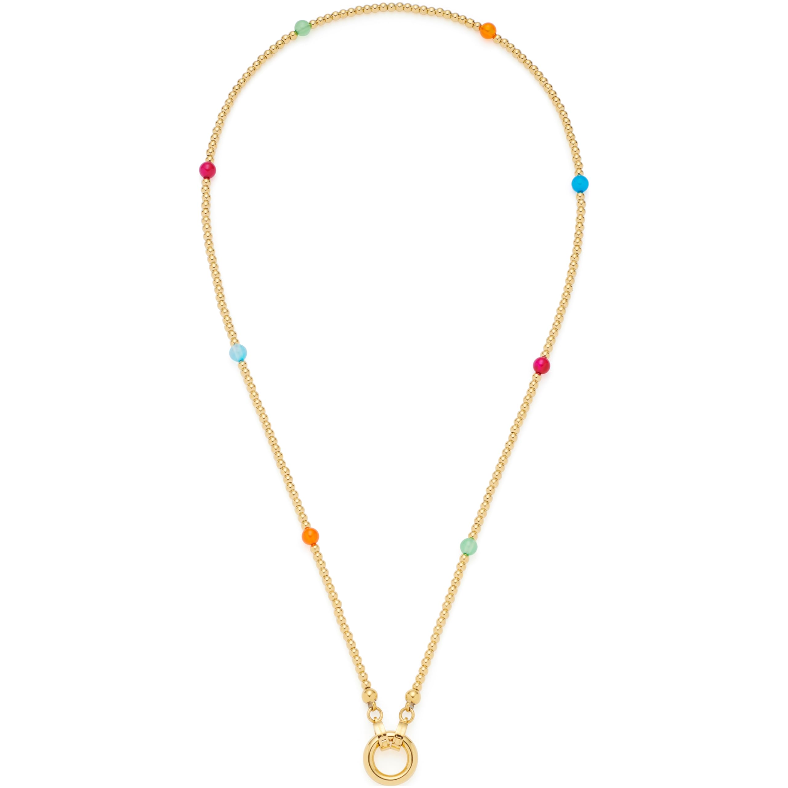 Leonardo Jewels Collana Clip&Mix Smile In Acciaio Oro Con Perline Agata: Gioiello Modulare 45 Cm - Ideale Per Allergiche