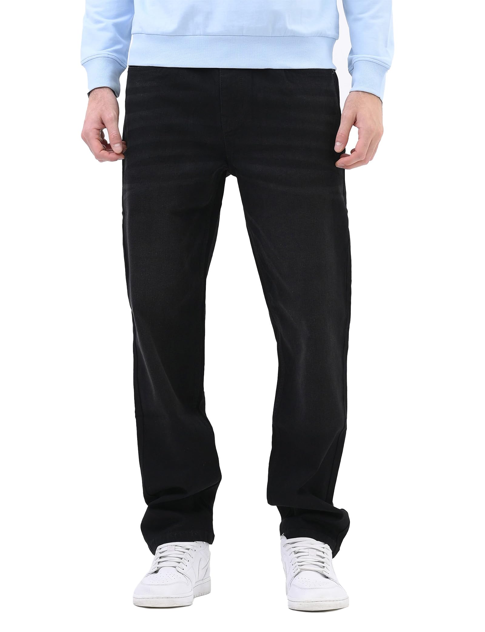 Enorsia Men's Black Authentic Straight Fit Jeans - Uk 36