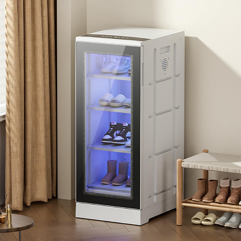 Armadio Asciuga Scarpe, Asciugatore per Scarpe a Temperatura Costante di 60°, Grande capacità di 84 Litri, può Contenere 6-8 Paia di Scarpe, Design a 4 Livelli, Funzione Deodorante