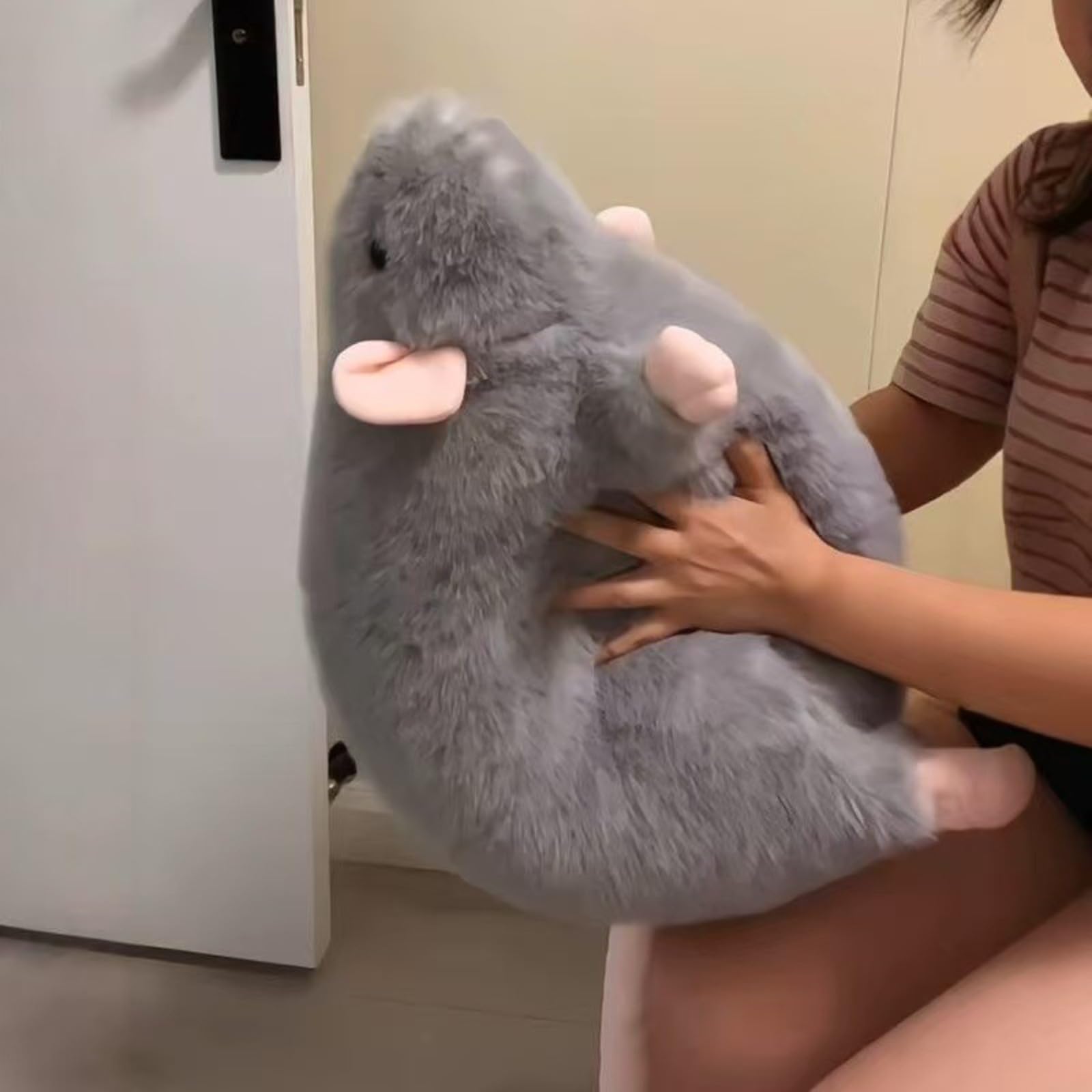 Mäuse Plüschtier Maus,Realistic Cute Rats Pillow,als Kuschel- Und Deko-Kissen, Weich Gefüllt, als Geschenk Oder Entspannungsbegleiter für Erwachsene (90cm,Grau)