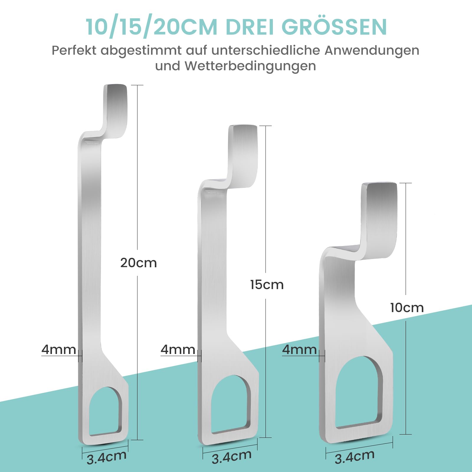 Heckklappenaufsteller 10/15/20cm für VW T4 T5 T6 (Caddy/Multivan/Camper/California/Comfortline), 304-Edelstahl Heckklappen Aufsteller Zubehör