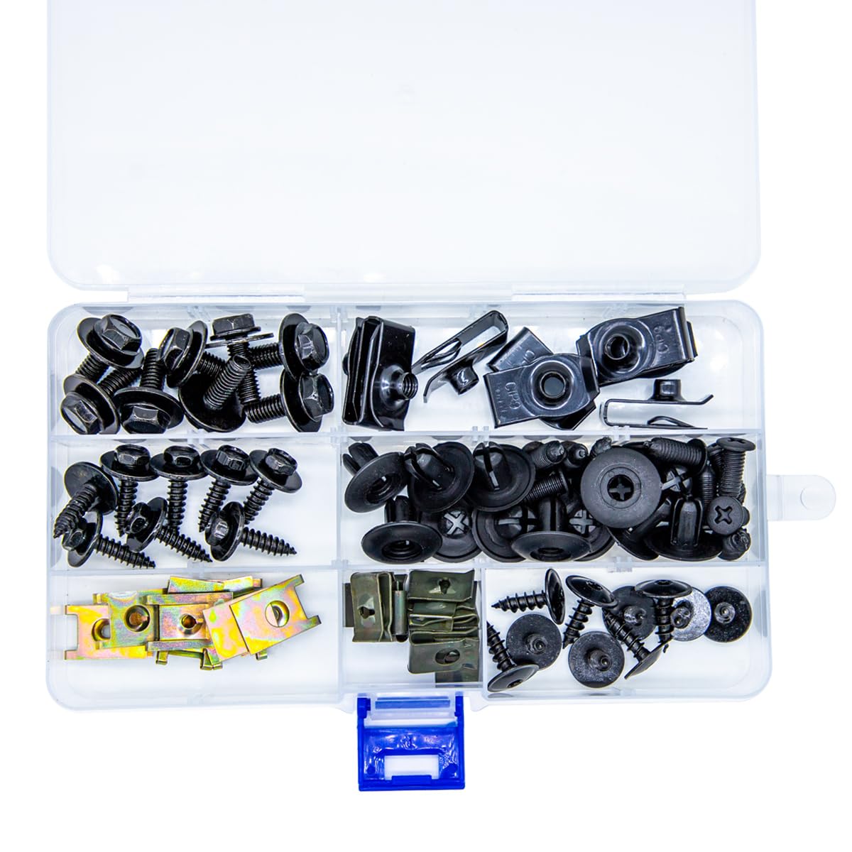 64 Stück Universal-Auto-U-Clip, Karosserieschrauben, Stoßstangen-Kotflügel und Metallverkleidungs-Federklemme, Zierleisten-Clip mit passenden Schrauben