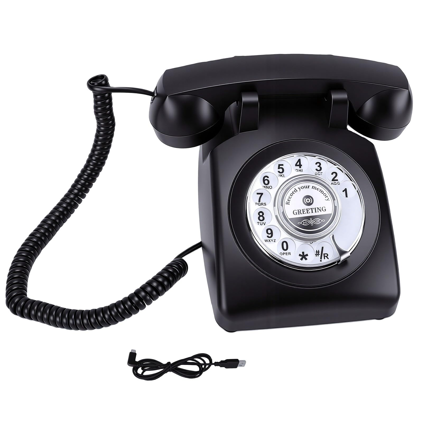 Annadue Telefono Vintage con Registrazione Vocale Rotante, Libro degli Ospiti con retrò per Eventi Nuziali, Memoria da 8 GB, Registrazione per 120 Ore, Regalo Facile da Usare per Feste di