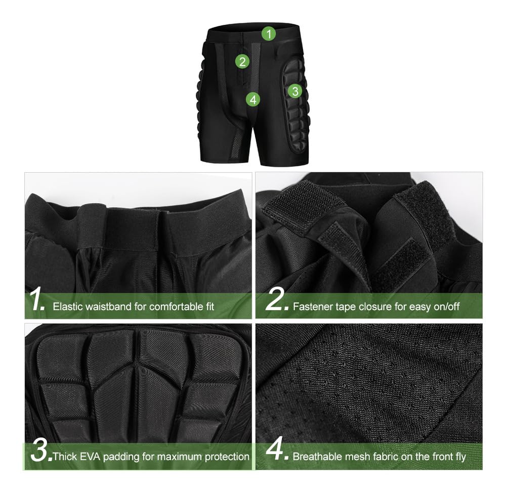 Pantalones Cortos de Portero con Protección para Cadera y Muslos – Shorts de Fútbol con Almohadillas Acolchadas, Hombre/Mujer (Tallas S-XXL)