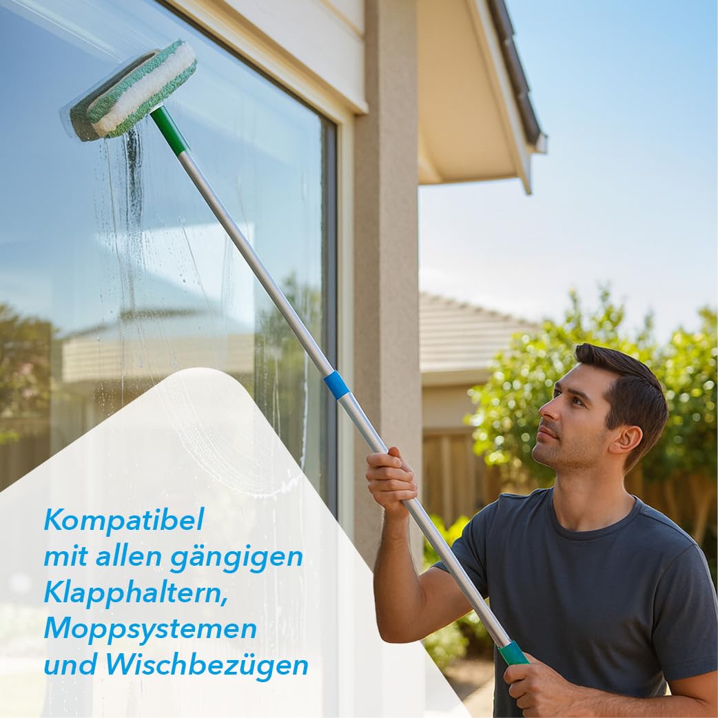 G.I.V. Bodenwischer Teleskopstiel 88-150 cm, aus Aluminium - Verstellbarer Stiel für alle 40-50 cm Klapphalter - ergonomischer Griff, leicht, stabil, rostfrei – Gebäudereinigung Zubehör – 5er Set