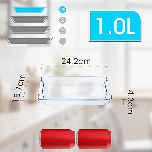 Miniatura 2 de Mini platos de vidrio para hornear, 1 cuarto de galón, rectangular, mini bandeja para hornear de 9.5 x 6.1 x 1.7 pulgadas, horno de vidrio, apto